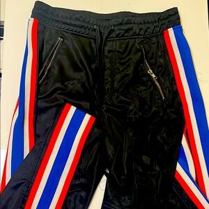Black Skateboard Sweatpants with Red White and Blue Stripes / Size S/SMALL